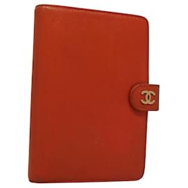 Copertura del Pianificatore Giornaliero CHANEL Pelle Arancione CC Auth 133201