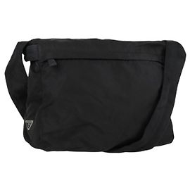 PRADA Schultertasche aus schwarzem Nylon mit Silber authentisch bs27299