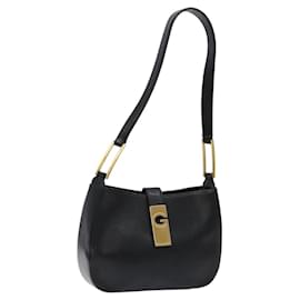 GIVENCHY Shoulder Bag Leather Black Gold Auth sw1101 - Givenchy