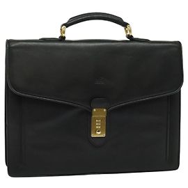 Borsa da lavoro in pelle nera e oro BALENCIAGA Auth bs28157