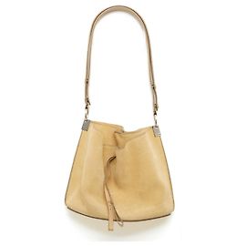 Borsa a Secchiello in Camoscio Beige con Base Pentagono di Maison Martin Margiela