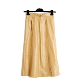 Alexa Chung Beige Leder Bourgoisie Midikleid FR36 UK8 US6