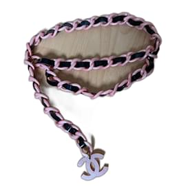Chanel Gürtel aus Lackleder und Acryl Schwarz Rosa