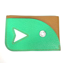 Funda de pasaporte de cuero de cabra bicolor Hermès