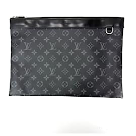 Pochette Clutch Bag Louis Vuitton Monogram Eclipse Nero Discovery GM