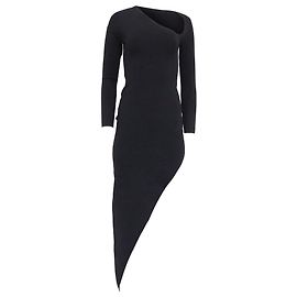 Vestido midi bodycon asimétrico en viscosa negra de Alexander Wang