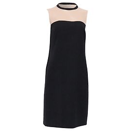 Akris Punto Farbblockiertes Mini Shift-Kleid aus schwarzer und beiger Wolle