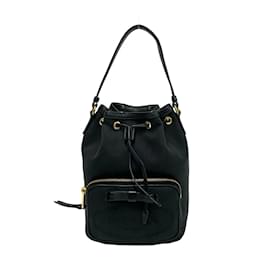 Mini borsa a spalla in tela e pelle con logo Duetto di Prada