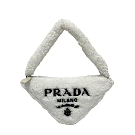 Borsa a mano in spugna con logo triangolare Prada