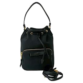 Borsa a mano in tela e pelle con logo Duetto di Prada