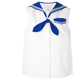 Camicia Marc Jacobs Bianca e Blu in Stile Marinaio in Cotone