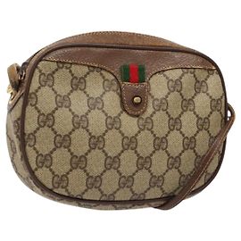 Borsa Gucci GG Supreme Web Sherry Line in PVC Beige Oro 007 58 6112 Auth ep9956