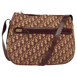 Borsa a Spalla in Tela Trotter Christian Dior Rossa Oro Auth 135614
