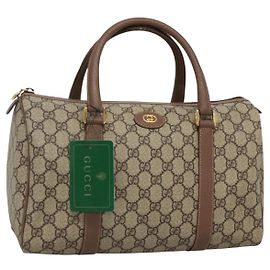 Borsa a Mano GUCCI GG Supreme PVC Beige Oro 001 39 6842 Auth ep9977