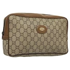 GUCCI GG Plus Supreme Clutch Bag PVC Beige Oro Auth sw1322 - Gucci