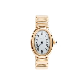 Cartier 1990 Baignoire PM Uhr aus Gelbgold mit Casque d'Or Armband