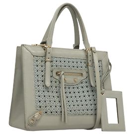 Borsa a Mano BALENCIAGA in Pelle 2 in 1 Grigia Oro Auth bs28318