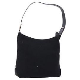 Bolsa de Ombro Vala em Lona Preta Prata Autêntica 134009 da Salvatore Ferragamo