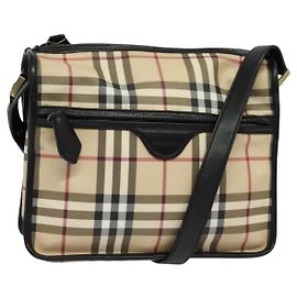 BURBERRY Nova Check Schultertasche aus PVC Beige Auth 133569