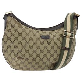 Borsa a Spalla GG Canvas Gucci Beige Oro 181092 Auth 134763