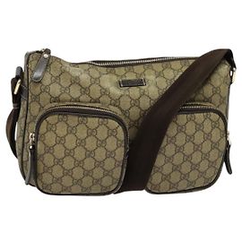 Gucci Borsa a Spalla GG Supreme PVC Beige Oro 246881 Auth sw1110