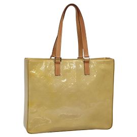 LOUIS VUITTON Monogram Vernis Columbus Tote Bag Beige M91023 LV Auth ep10083