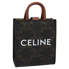 Céline Estuche para llaves Triomphe CELINE PVC Negro Oro Auth 136339