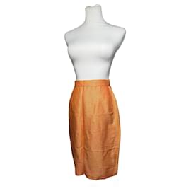 Falda de lino vintage Fendi M naranja