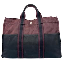 Borsa in cotone vintage Hermès viola nera