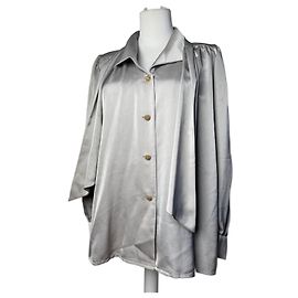 Vintage Yves Saint Laurent Silk Blouse silver 38/M