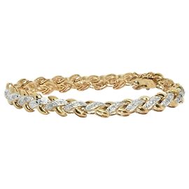 Autre Marque Bracciale Tennis con Diamanti Placcato Oro