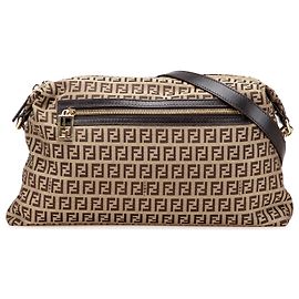 Borsa a tracolla in tela Zucchino beige di Fendi