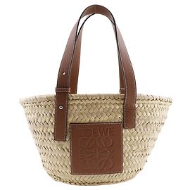 Borsa tote Loewe piccola in rafia e pelle