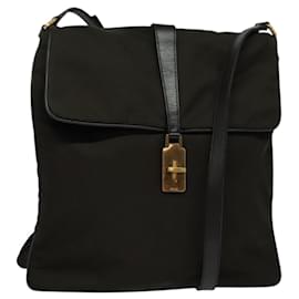 Borsa a Spalla PRADA Nylon Kaki Oro Auth bs28237