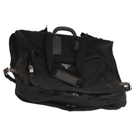 PRADA Garment Cover Nylon Black Silver Auth bs28232