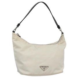 Bolso de Hombro PRADA de Nailon Blanco Plata Auténtico 136266