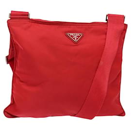 Borsa a Spalla PRADA in Nylon Rosso Argento Autentica bs28053