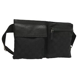 Borsa a vita GG Canvas Gucci Nera Argento 28566 Auth yk19002