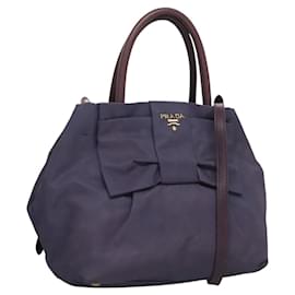 PRADA Borsa a Mano Nylon 2 vie Viola Oro Auth 133087