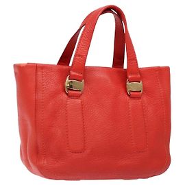Bolso de mano Vala de cuero rojo y dorado Auth 133749 de Salvatore Ferragamo