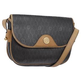 Borsa a spalla in tela a nido d'ape PVC nera e oro Christian Dior Auth 134233