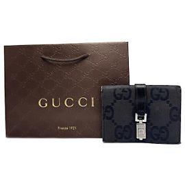Vintage Gucci Monogram Jackie Kartenhalter schwarz