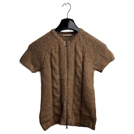 Jersey Prada Zip de lana y mohair marrón