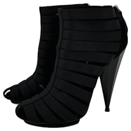 Sandali con tacco Gucci Gladiator Runaway Neri in tessuto