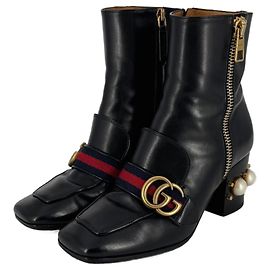 Bottines Marmont en cuir noir Gucci
