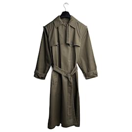 Trench coat militaire Yves Saint Laurent Khaki en coton