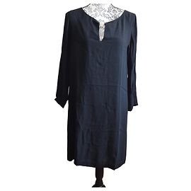 Tara Jarmon fließendes schwarzes Kleid mit langen Ärmeln Größe 40 L