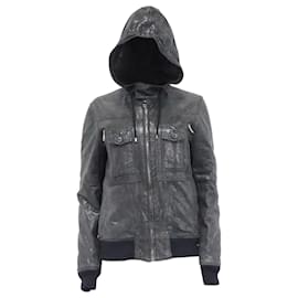 Chaqueta bomber con capucha y cremallera Dior en cuero negro