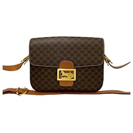Borsa a spalla in pelle con stampa Blason Triomphe Macadam di Celine - Céline