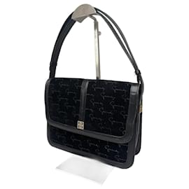 Borsa monogramma in lana e pelle Givenchy vintage nera e marrone